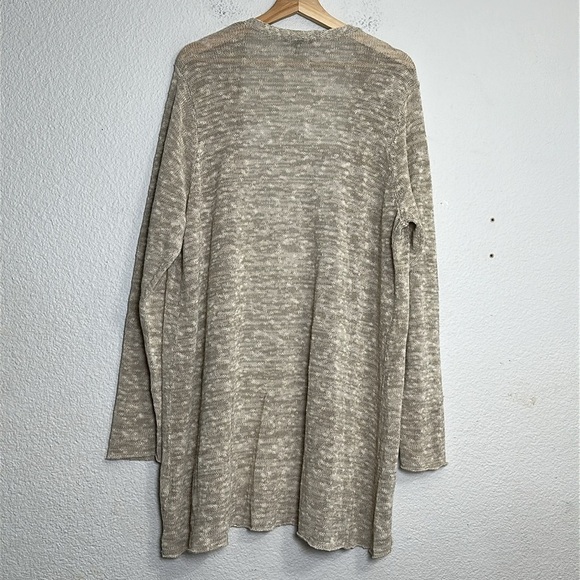 EILEEN FISHER Woman 2X Open Front Cardigan Organic Linen Blend Beige Drape Fit - Picture 4 of 9
